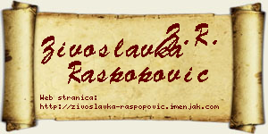 Živoslavka Raspopović vizit kartica